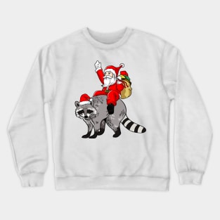 Santa onn Raccoon Crewneck Sweatshirt